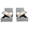 Upholstered Ottoman Bed with Hydraulic Storage Spliced Bed Frame w/ 2 Single Bed