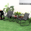3Pcs Outdoor Rocker Chairs Table Set Garden Patio Rocking Chairs Glass-Top Table