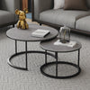 Set of 2 Marble Coffee Nesting Table Round Side End Table Metal Legs Waterproof