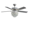 52'' Crystal Ceiling Fan Light 5 Blades 3 Speed Chandelier Lamp w/Remote Control
