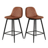 Set of 2 Brown Faux Leather Bar stools 75 cm seat Higt with Foot rest Barstool