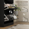 Narrow Shoe Cabinet with 3 Flip Drawers for 18 Pairs of Shoes Black
