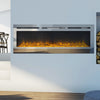 Black Glossy Tempered Glass Panel Electric Fireplace Inset/Wall Mounted/12 Flame