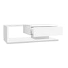 LED Wooden Glass Coffee Table with Drawer Storage for Living Room, White
