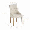 2pcs Beige Fabric Dining Chairs Button-Tufted Upholstered Armchairs with Rivets
