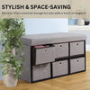 Linen Ottoman Storage Box Blanket Toy Box Seating Stool with 1/2/6 Drawers