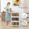 3 Tier Stackable Storage Box Folding Shoe Cabinet w/Lockable Wheels-White
