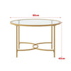 80cm Round Glass Coffee Table Transparent Gold Sofa Table for Home Living Room