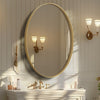 Anti-oxidation 3D Gold Oval Wall Mirror Decorative Accent Vanity Mirror Bathroom