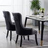 Set of 2 Velvet Upholstered Dining Chairs Wing Back Armchair Dining Room Kitchen