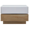 Coffee Table 360° Rotating Modern Square Table With 2 Drawers Storage White+Oak
