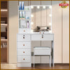 Dressing Table Makeup Desk With Slid Mirror 6 Drawers Stool Vanity Set Bedroom
