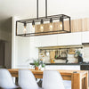 Industrial Black Chandelier Rectangle Hanging Ceiling Light Fixture Dining Room