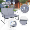4 Pcs Outdoor Loveseat Chairs Table Set Metal Frame Garden Patio Furniture Set