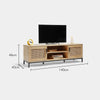 Rattan TV Unit Cabinet Stand Wood Effect 2 Door Storage Shelves | VonHaus