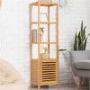 Tall Bamboo Bathroom Storage Cabinet Unit Cupboard with 3 Open Shelves