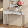 Large Crushed Diamond Silver Mirrored Console Table Lamp End Side Table Bedroom