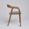 Copenhagen Dining Chair Grey PU Vegan Leather Padded Seat Walnut Curved Frame