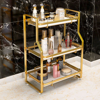 3 Tier Metal Shower Caddy Corner Shelf Bathroom Rack Kitchen Storage Organiser