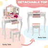 2-in-1 Kids Vanity Table Set Princess Pretend Play Dressing Table Writing Desk