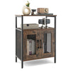 Industrial Bar Cabinet Kitchen Storage Sideboard W/ Rack Glass Holders