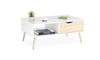 White Coffee Table with Storage Living Room Table with Drawer & Open Shelving