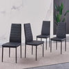 4pcs Black Faux Leather Dining Chairs with Black Tempered Glass Dining Table Set