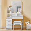 4 Drawer White Dressing Table Bedroom Wood Modern Mirror Dressing Desk Home New