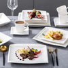 Porcelain Dinner Set 60 Piece Square Plates Bowls Cups Microwave Dishwasher Safe