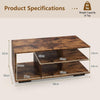 Coffee Table 3-Tier Wooden Geometric Storage Center Rustic Brown Modern Table