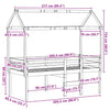 High Bed with Roof 80 x 200 Solid Pine Wood, Bed, Bed Frame, Mezzanine T8E3