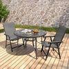 Black Outdoor Large Dining Table Garden Patio Tempered Glass Top w/ Parasol Hole