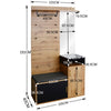 Wardrobe Set with 4 coat Hooks, Mirror, Shoe Cabinet, Wall-mounted Coat Rack