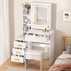 Dressing Table With Led Lights Sliding Mirror 4 Drawers Vanity Table Makeup Desk