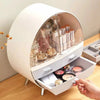 Round Makeup Storage Box Desktop Cosmetic Organizer Drawer Holder Tidy Case Bag