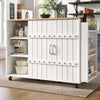 Kitchen Island, Storage Cabinet with Sliding Doors, Drawers, Castors 110x42x90cm