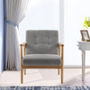 Fabric Upholstered Armchair Solid Wooden Frame Single Sofa Button Back Armchair