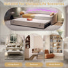 Daybed Velvet Sofabed Single Sofa Bed With Pull Out Trundle Guest Bed LED Lights