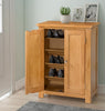 Shoe Storage Cabinet, 2-Door Large Wooden Cupboard Organiser, Wide Oak Rack