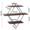 Floating Wall Mounted Display Shelf 3 Tiered Wooden Shelves Black Frame Shelving