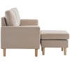 Modern L-Shaped Corner Sofa with Footstool Fabric 2 3 Seater Sofa Couch Beige