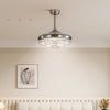 Reversible LED Crystal Ceiling Fan Lights Chandelier Lamp with Remote Control UK