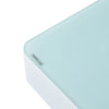 2 Drawers Coffee Table Aqua Top Tempered Glass High Gloss White Base End Table