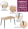 Small Dining Table, Brown Oak Effect Top Kitchen Table in Black Metal Legs,120cm