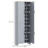 170cm Freestanding Kitchen Cupboard 4-Door Storage Cabinet w/ 6 Shelves, Grey