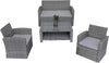Rattan Garden Furniture 4 Seater Sofa Set Grey Outdoor Patio Lounge Coffee Table