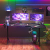 L Shaped Gaming Desk RGB Light Standing Desk Rising Sit Stand Up Corner PC Table