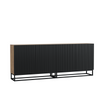 200cm Modern Sideboard | Oak Body Black Fluted Doors | Metal Frame Storage