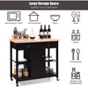Utility Wooden Movable Kitchen Storage Trolley Cart Cupboard W/ Rolling Wheels