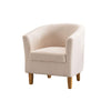 Tub Chair Boucle Fabric Cream Wooden Legs Armchair Living Room Modern Office